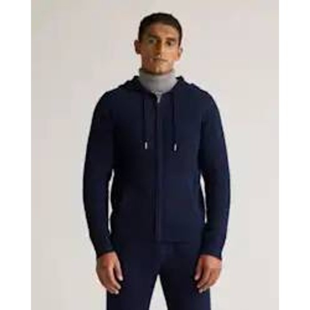 Quince Mongolian Cashmere Full-Zip Hoodie True Navy Blue Size L New With Tag
